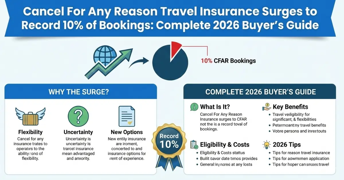Cancel For Any Reason Travel Insurance Surges to Record 10% of Bookings Complete 2026 Buyer's Guide
