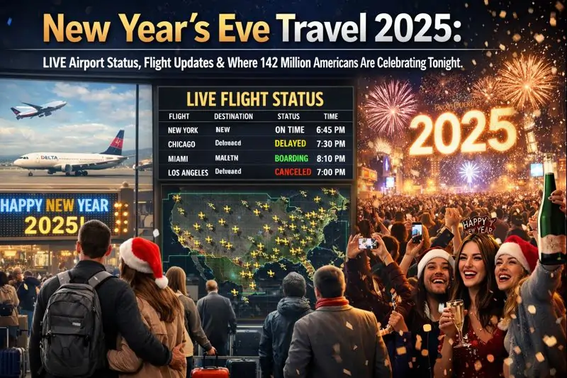 New Year's Eve Travel 2025 airport status celebrations party guide