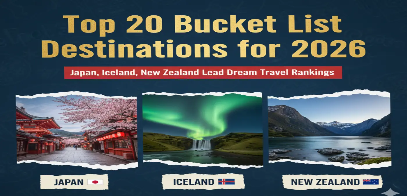Top 20 Bucket List Destinations for 2026: Japan, Iceland, New Zealand Lead Dream Travel Rankings
