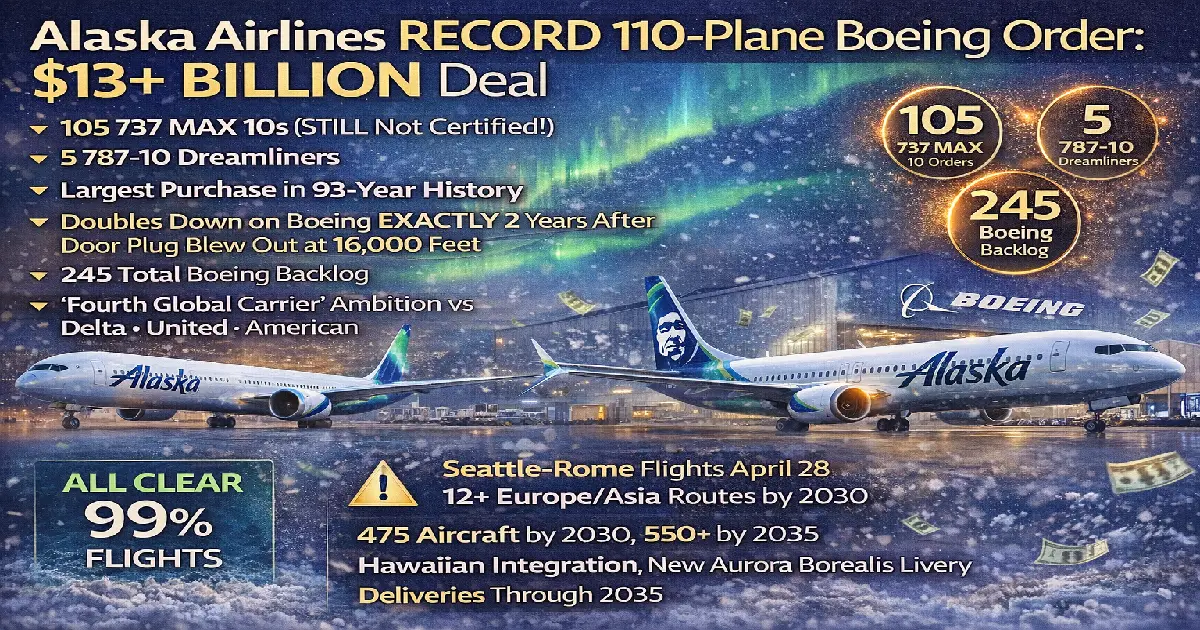 Alaska Airlines RECORD 110-Plane Boeing Order