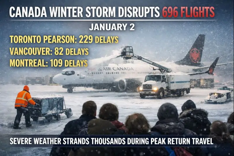 Canada Winter Storm Disrupts 696 Flights January 2