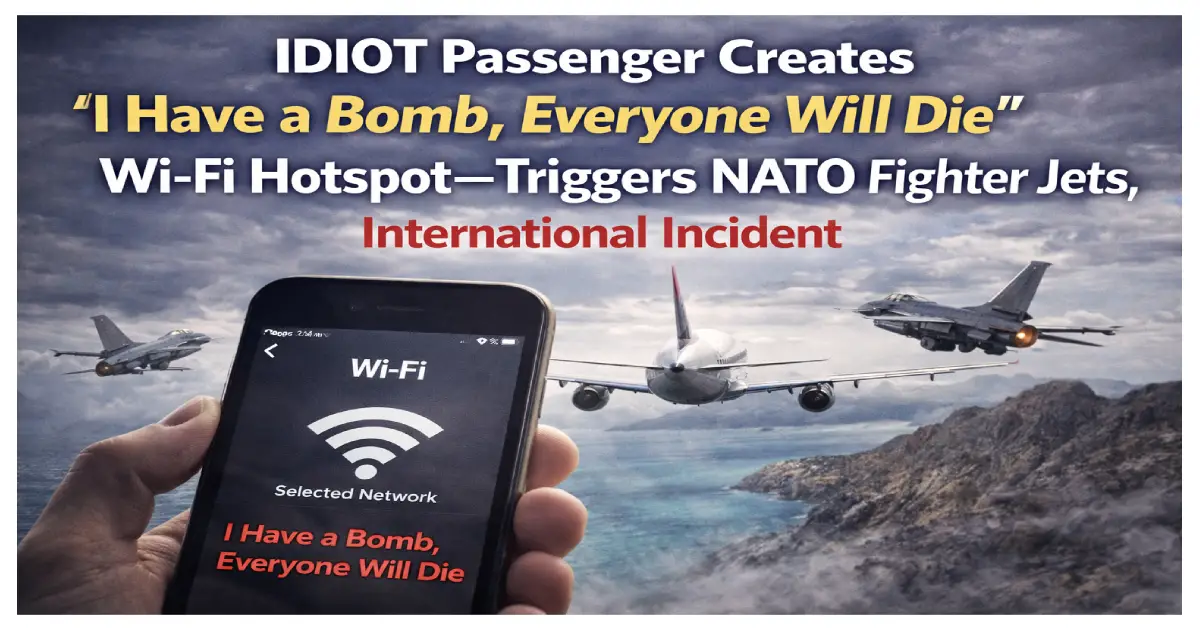Turkish Airlines Flight TK1853 escorted by NATO fighter jets after passenger created wifi hotspot named I have a bomb everyone will die sparking international emergency landing Barcelona January 15 2026 with 148 passengers evacuated and bomb squad deployment