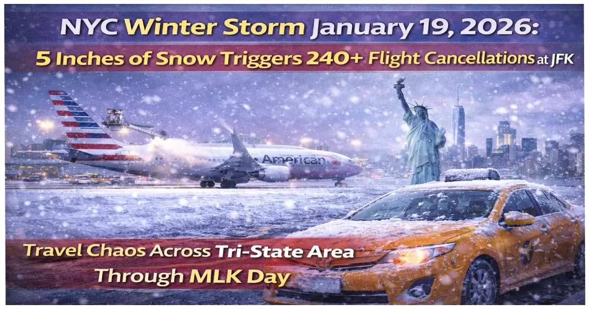 NYC Winter Storm Jan 19: 240+ Flights Canceled at JFK