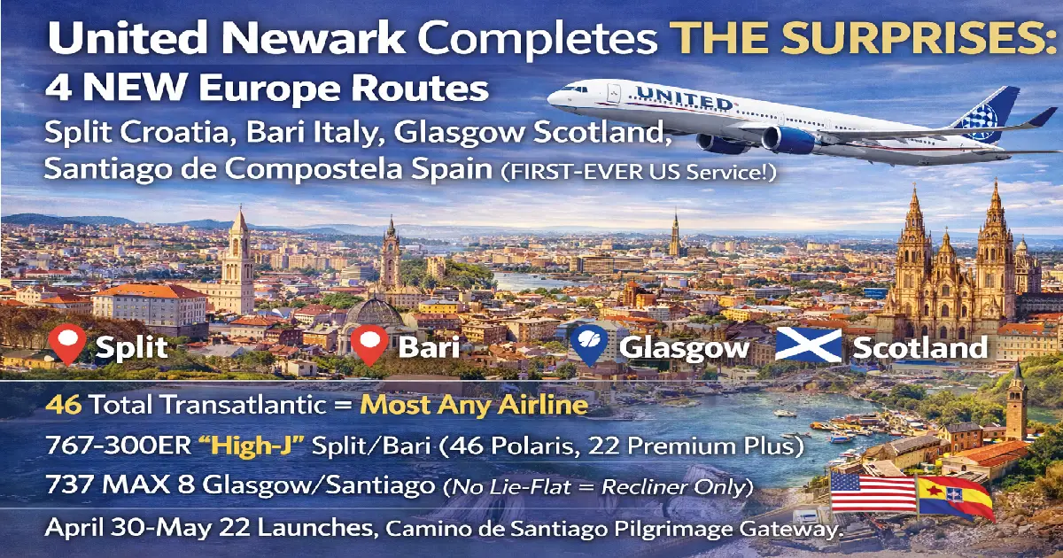 United Newark Split Bari Glasgow Santiago first US service