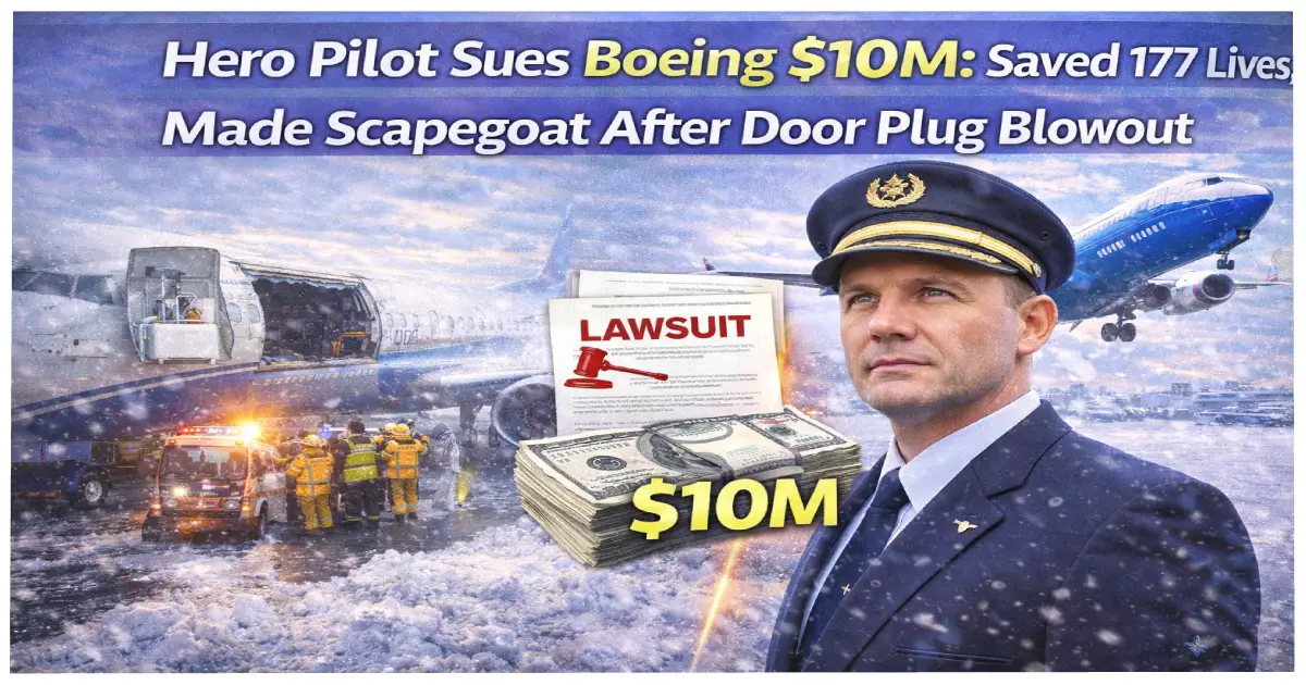 Alaska Airlines Captain Brandon Fisher who saved 177 lives in January 2024 Boeing 737 MAX door plug blowout at 16000 feet now suing Boeing for 10 million dollars claiming company made him scapegoat despite NTSB finding manufacturing defects