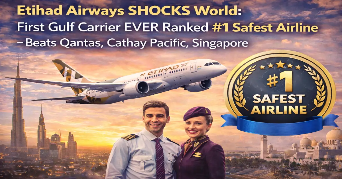 Etihad Airways Boeing 787 Dreamliner ranked number 1 safest airline 2026 by AirlineRatings first Gulf carrier ever to top safety rankings beating Qantas Cathay Pacific Singapore Airlines with youngest fleet zero crashes and UAE dominating top 5