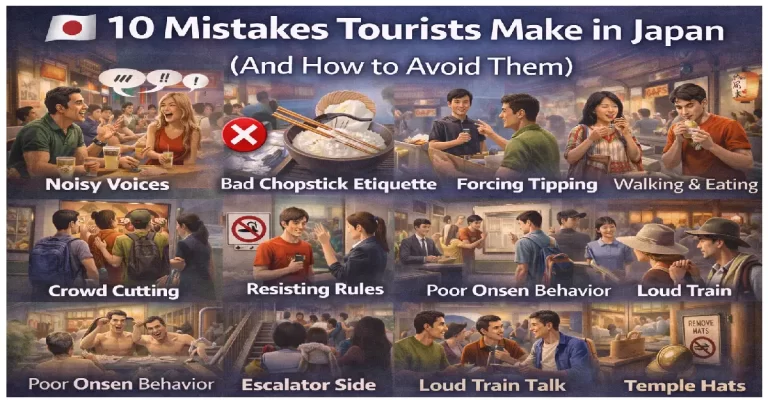 Confused tourists checking phones at crowded Shibuya Crossing in Tokyo while locals navigate efficiently around them