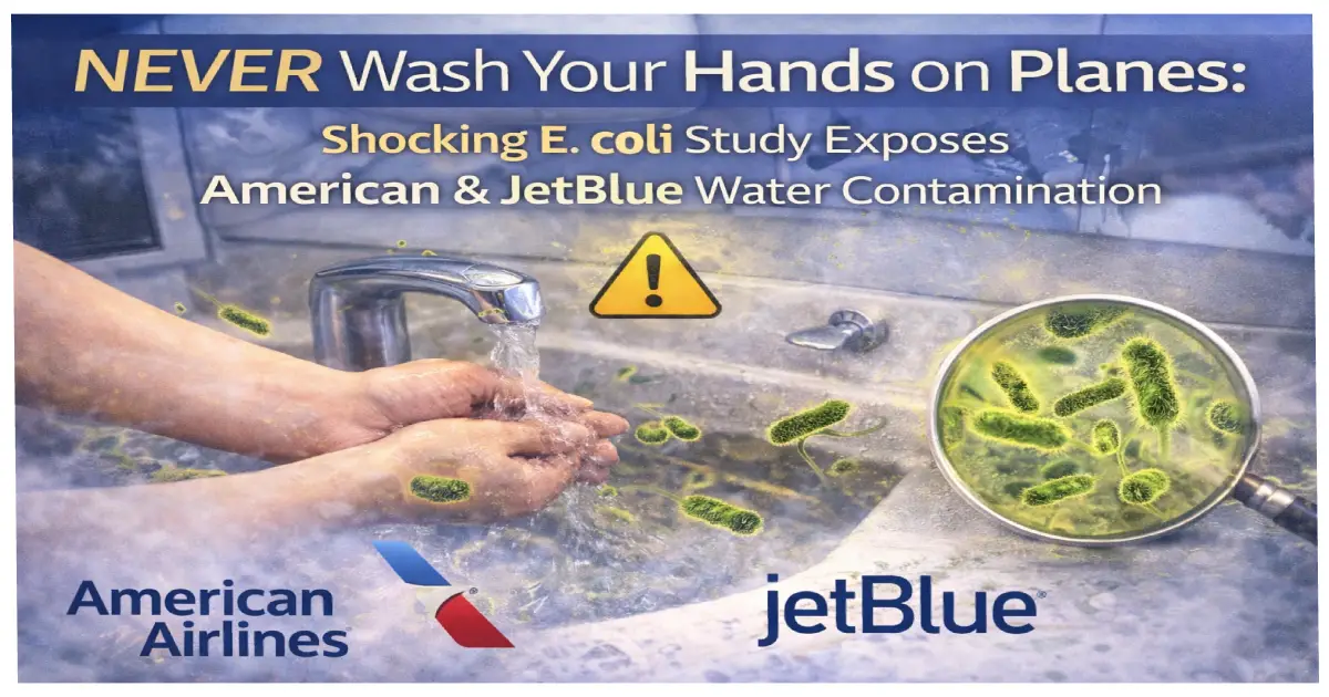American Airlines JetBlue airplane water contamination E coli bacteria study 2026 Delta grade A unsafe drinking water