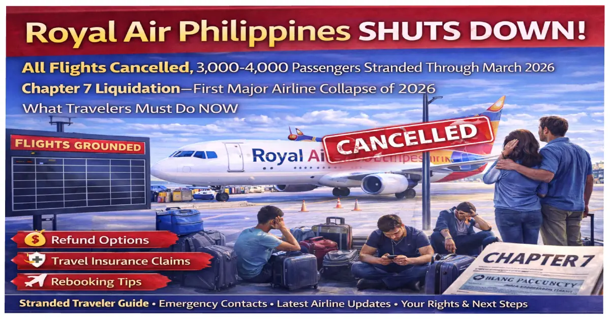 royal air philippines shuts down all flights cancelled january 4 2026 passengers stranded taipei boracay chapter 7 liquidation