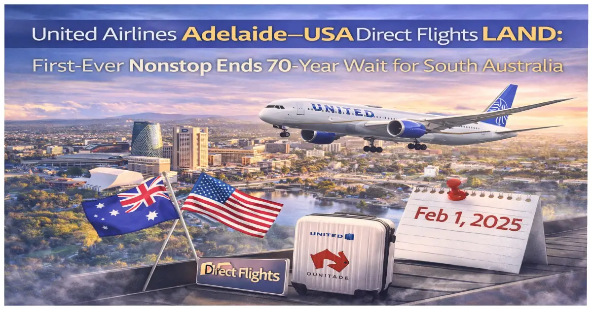 United Airlines Boeing 787 Dreamliner Adelaide San Francisco inaugural direct flight December 2025 South Australia USA nonstop