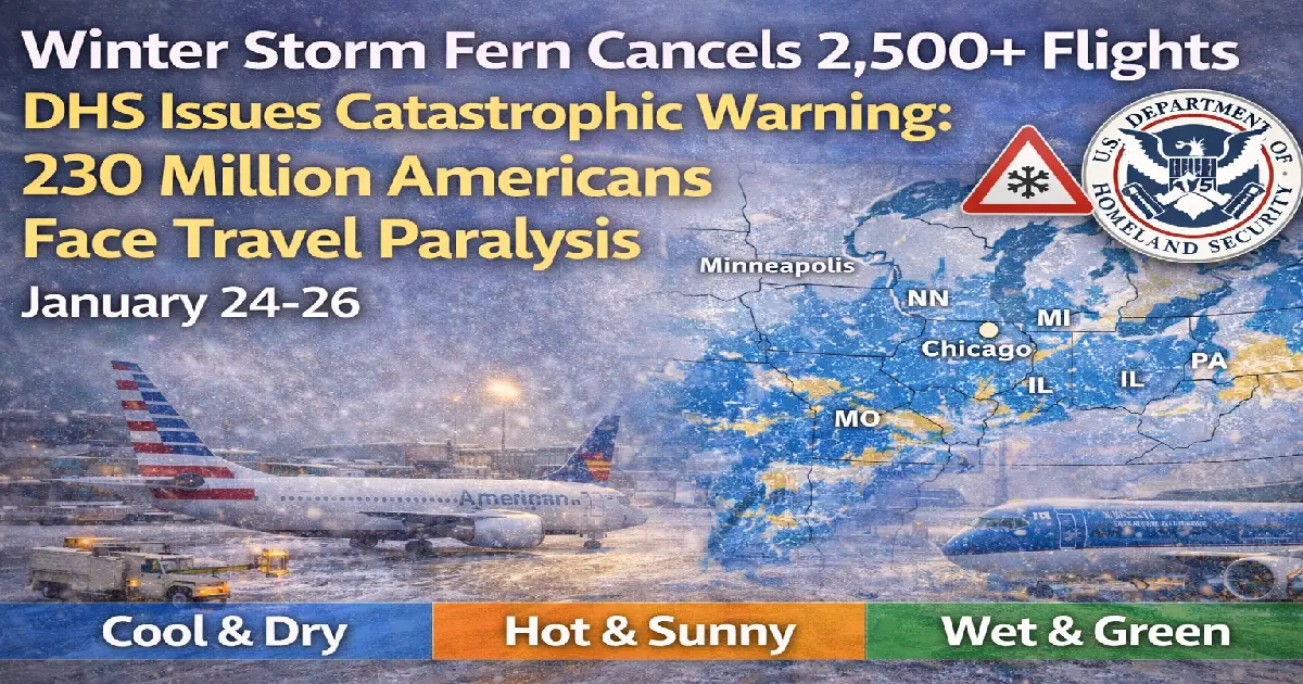 Winter Storm Fern flight cancellations map January 24 2026 showing Atlanta Dallas Charlotte airports affected with 2500 flights cancelled