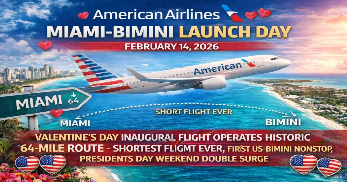 American Airlines Miami-Bimini Launch Day February 14, 2026