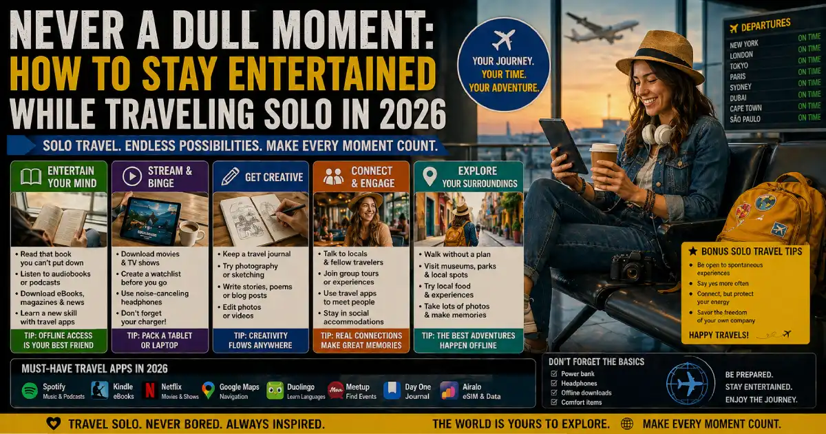 Never A Dull Moment Stay Entertained While Traveling Solo 2026 Stay Entertained While Traveling Solo 2026 Solo Travel Tips And Digital Tools.webp