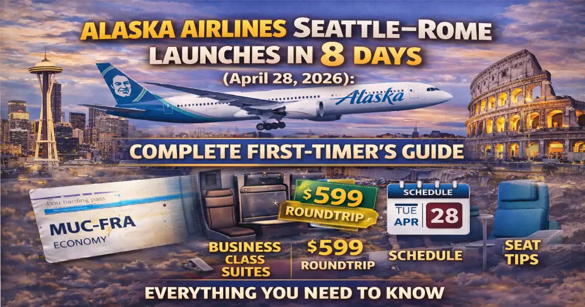 Alaska Airlines Boeing 787-9 Dreamliner nonstop Seattle Rome April 28 2026 — Business Class suites lie-flat privacy doors Filson amenities Salt Stone — first ever Seattle Europe flight