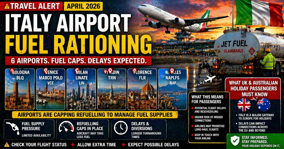 Italy Jet Fuel Rationing April 2026: 7 Airports Cap Flights