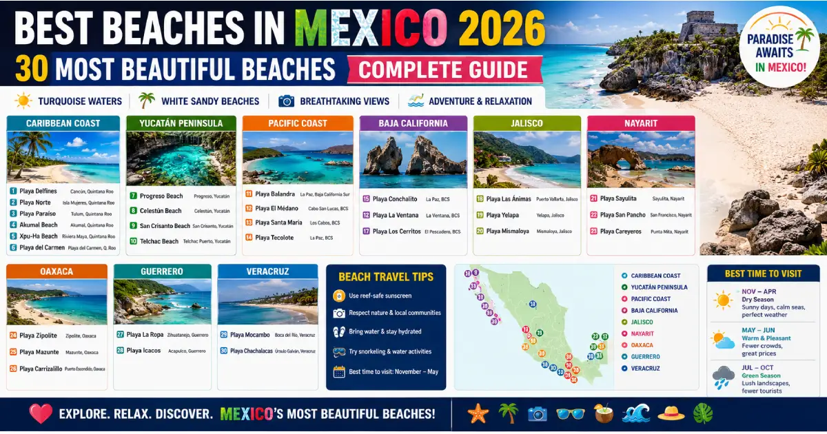 Best Beaches in Mexico 2026: 30 Most Beautiful Beaches