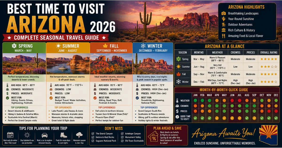 Best Time to Visit Arizona 2026: Seasonal Travel Guide