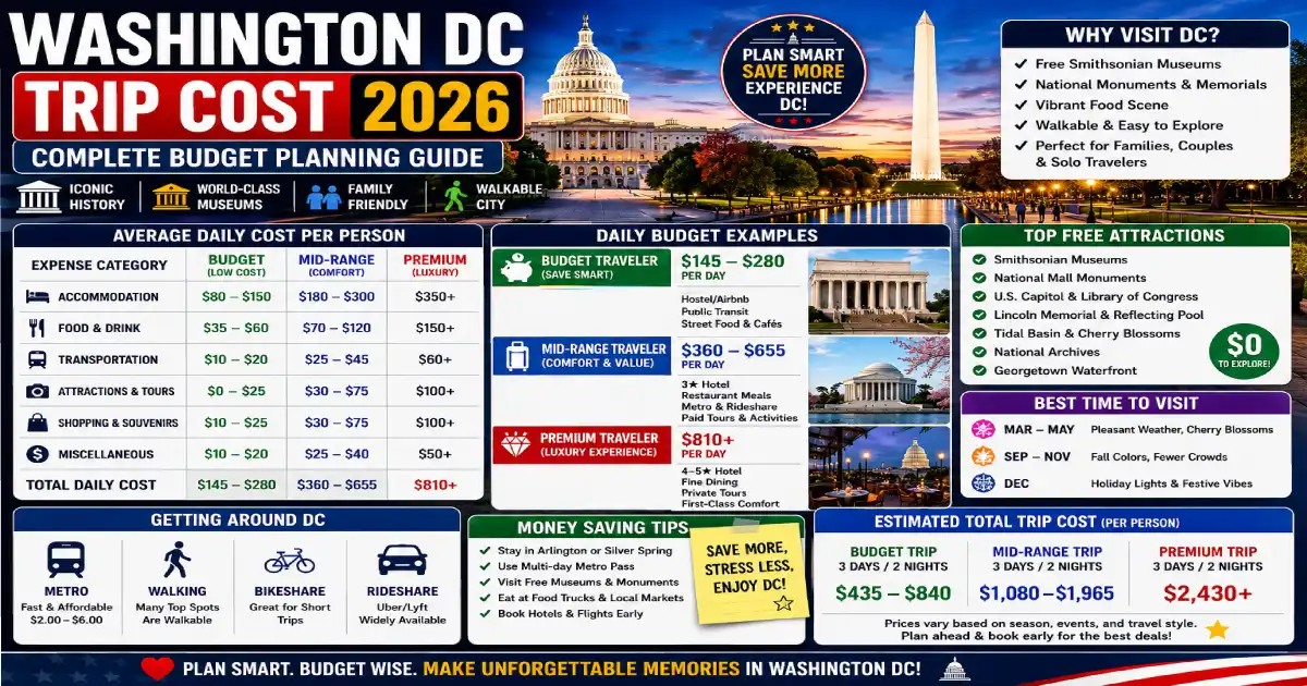 Washington DC Trip Cost 2026: Complete Budget Guide