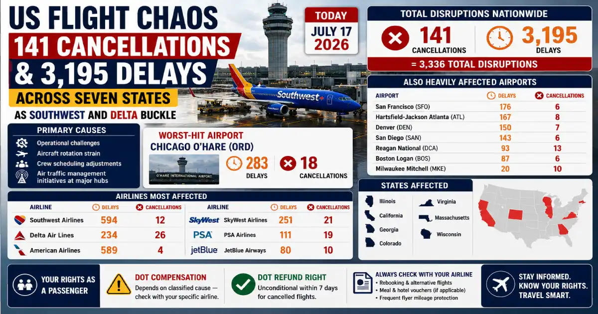 US Flight Chaos: O'Hare Leads 141 Cancellations Today