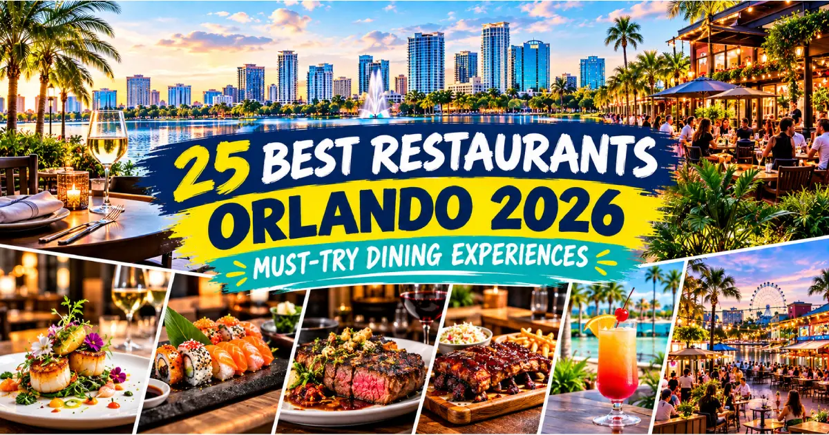 Best restaurants in Orlando 2026 showing Victoria and Albert's California Grill Space 220 Be Our Guest Norman's and Restaurant Row