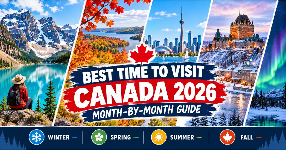 Best time to visit Canada: autumn larches at Banff, turquoise Lake Louise in summer and snowy Quebec City in winter